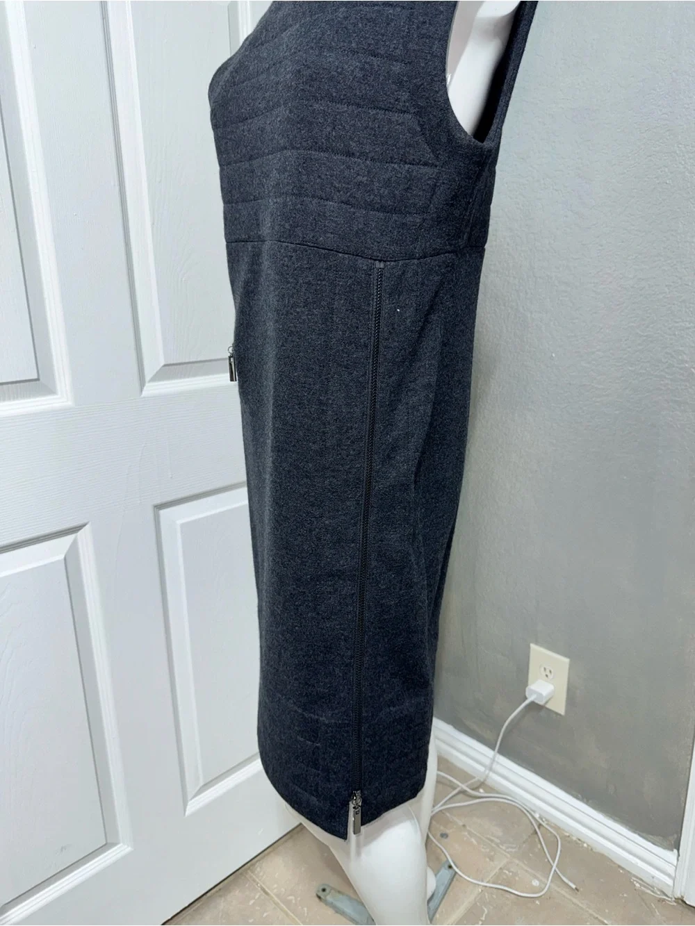 Tory Burch Reign Charcoal Gray Sleeveless Sheath Dress